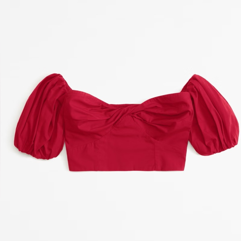 NWOT Abercrombie & Fitch Poplin Off-The-Shoulder Set Top, Medium, Red